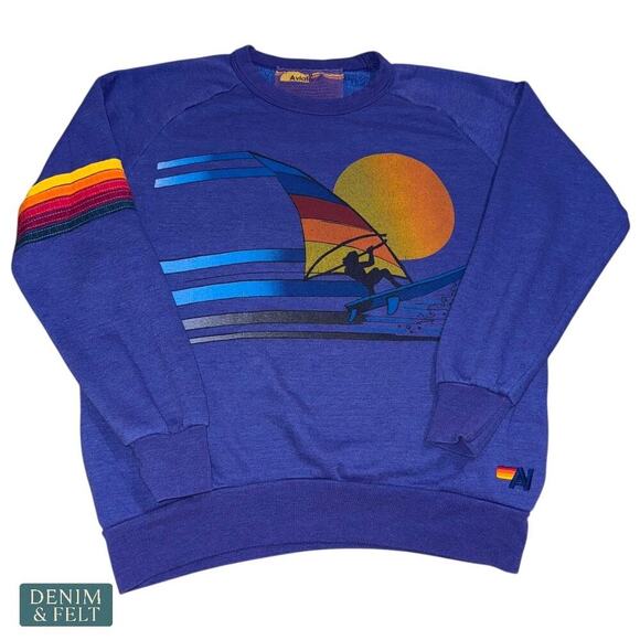 Aviator Nation Windsurf Jump Crew Sweatshirt Poseidon Blue Unisex Medium - Picture 8 of 16